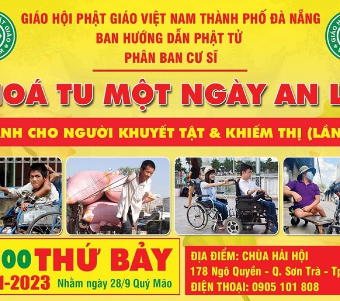 Đà Nẵng: Khóa tu Một ngày an lạc dành cho người khiếm thị và khuyết tật tại chùa Hải Hội